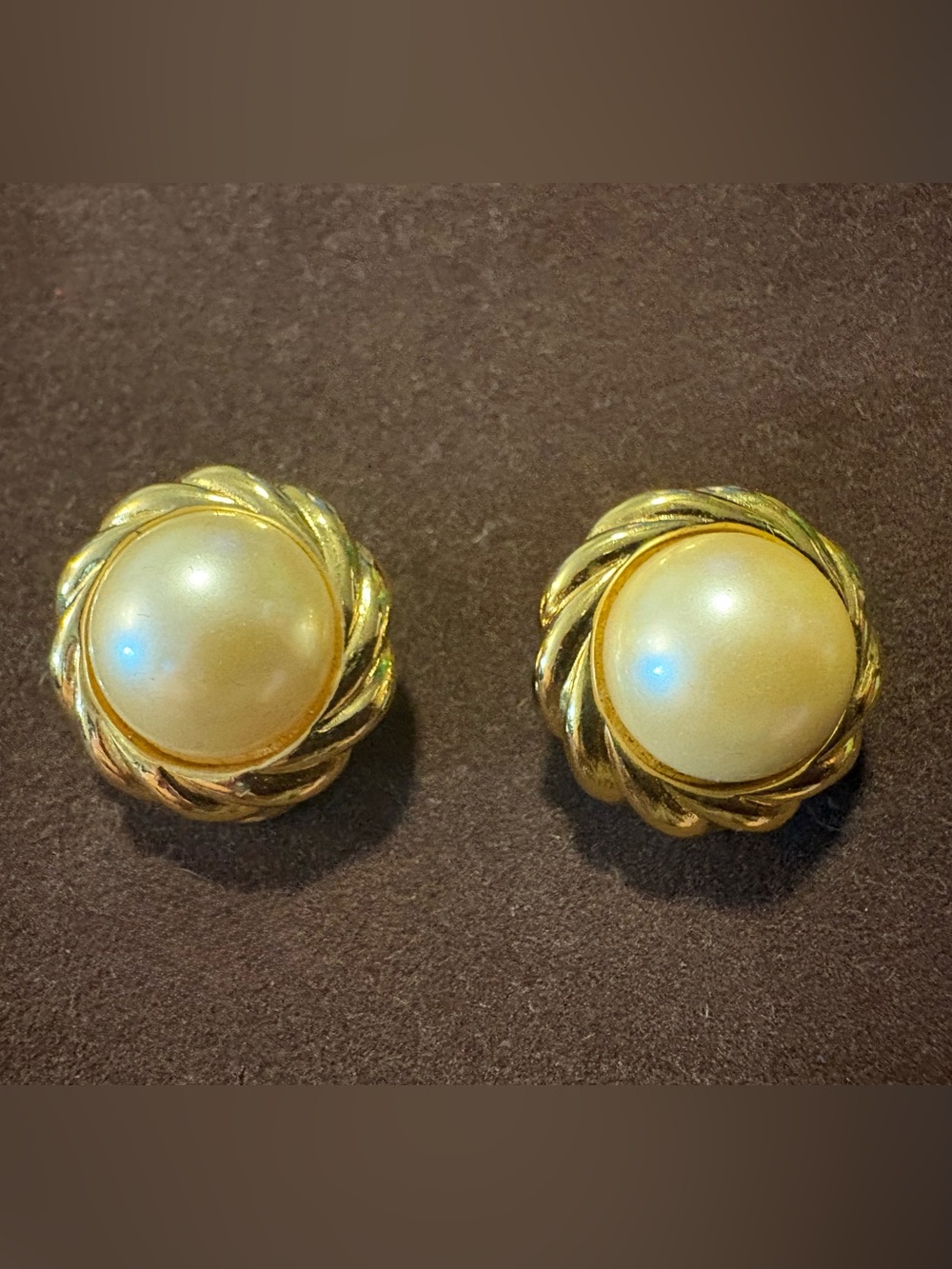Vintage Kenneth Jay Lane Clip On Faux Pearl Earrings